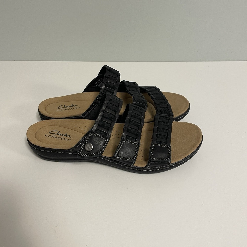 Clarks Women's Laurieann Hope Slip On Sandals Black Size 8.5 Slip On